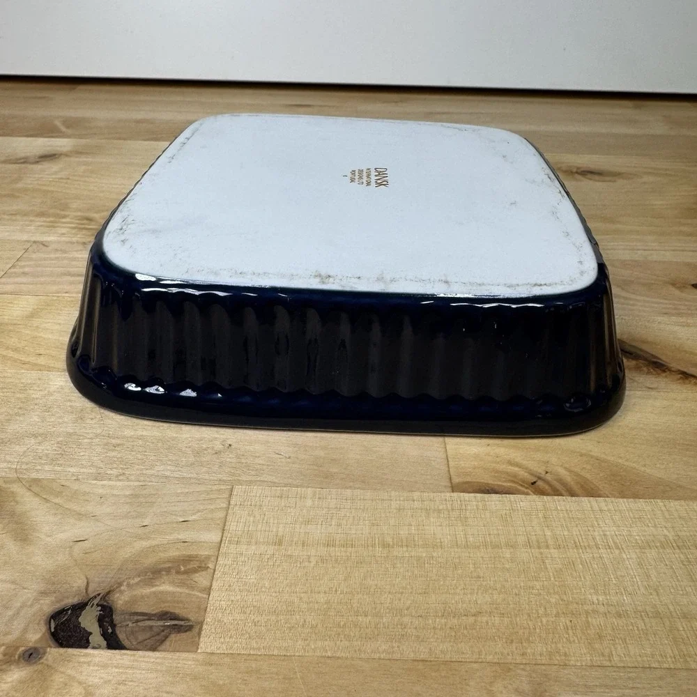Dansk Navy Blue Square Stoneware Baking Dish Ribbed Portugal 7.5 x 7.5 A